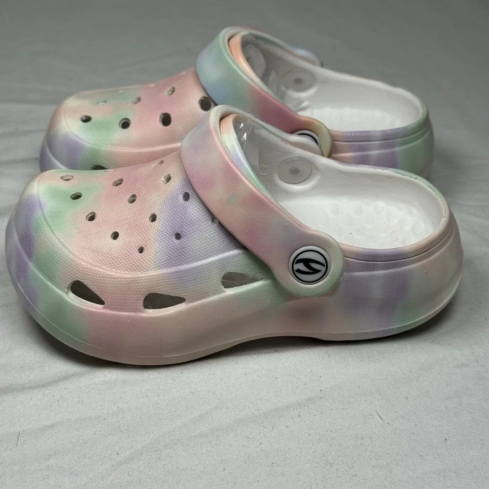 Girls Pastel Tie Dye‎ Clogs Toddler US 8 EU 24 Slip On Sandals Comfort